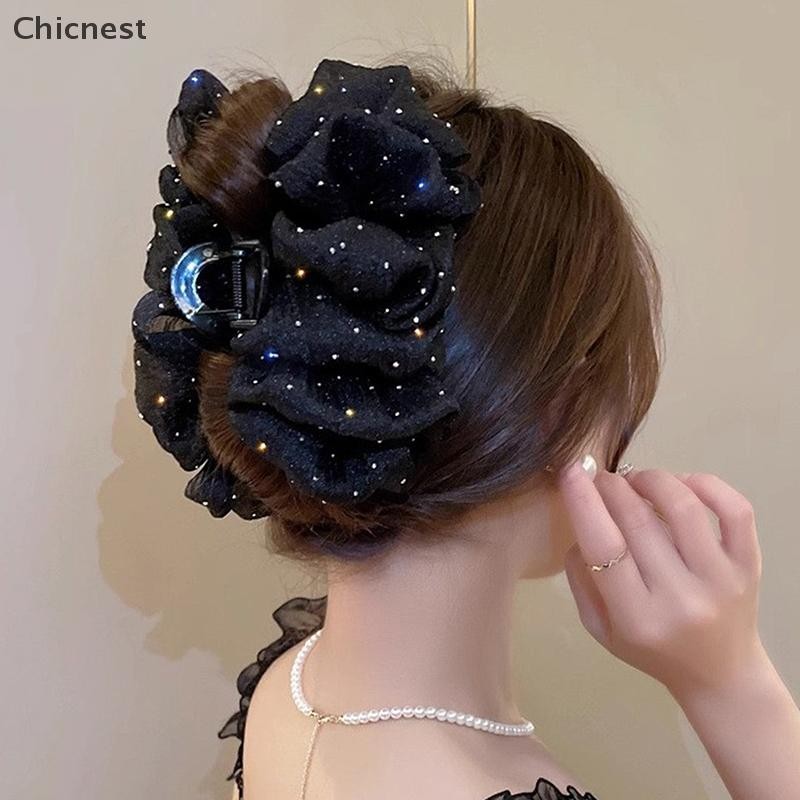 [Chicnest] Mùa Hè Ngọt Ngào Lưới Tuyn Ngôi Sao Bong Bóng Móng Vuốt Tóc Kẹp Cho Nữ Chắc Chắn Đuôi Ngựa Kẹp Mũ Đội Đầu Phụ Kiện Boutique