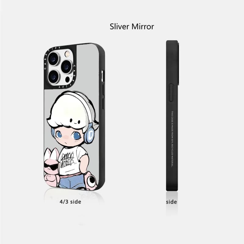 CASETiFY X DIMOO OOTD Vỏ IPhone gương đen & mảnh hút từ tính IPhone 16 15 14 13 12 Pro Max Plus Vỏ cứng có hộp khắc logo