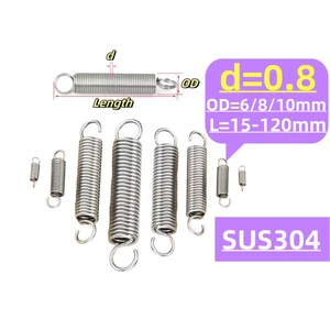 Lò xo căng thẳng inox 304 d = 0,8mm, OD6 / 8 / 10mm, L = 20 ~ 120mm lò xo căng thẳng có móc, áp dụng cho cửa nhà để xe, bunnings, máy may 【 XZM1 】