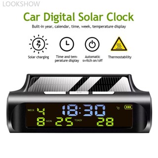 Lookshow Đồng hồ kỹ thuật số ô tô năng lượng mặt trời LCD Thời gian ngày Hiển thị nhiệt độ Ngoài trời Phụ tùng ô tô Trang trí C01 / C05 L4V4