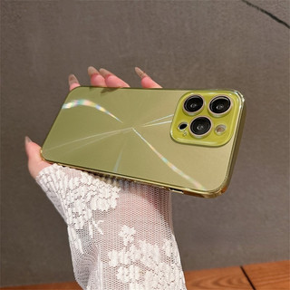 Ốp kính CD Aurora có kết cấu cạnh logo mạ điện, thích hợp cho iPhone 16 15 14 13 12 11 Pro Max 14plus 15plus vỏ ống kính pha lê, vỏ điện thoại bảo vệ vỏ cứng