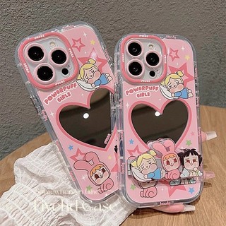 Vỏ + Dây Xích Tương Thích Cho IPhone 16 15 14 13 12 11 Pro XS Max XR X 8 7 6 6s Plus SE Bảo Vệ Vỏ Điện Thoại Thời Trang Hoạt Hình Dễ Thương Crybaby Chống Rơi Mirro Ốp Lưng Màu Hồng