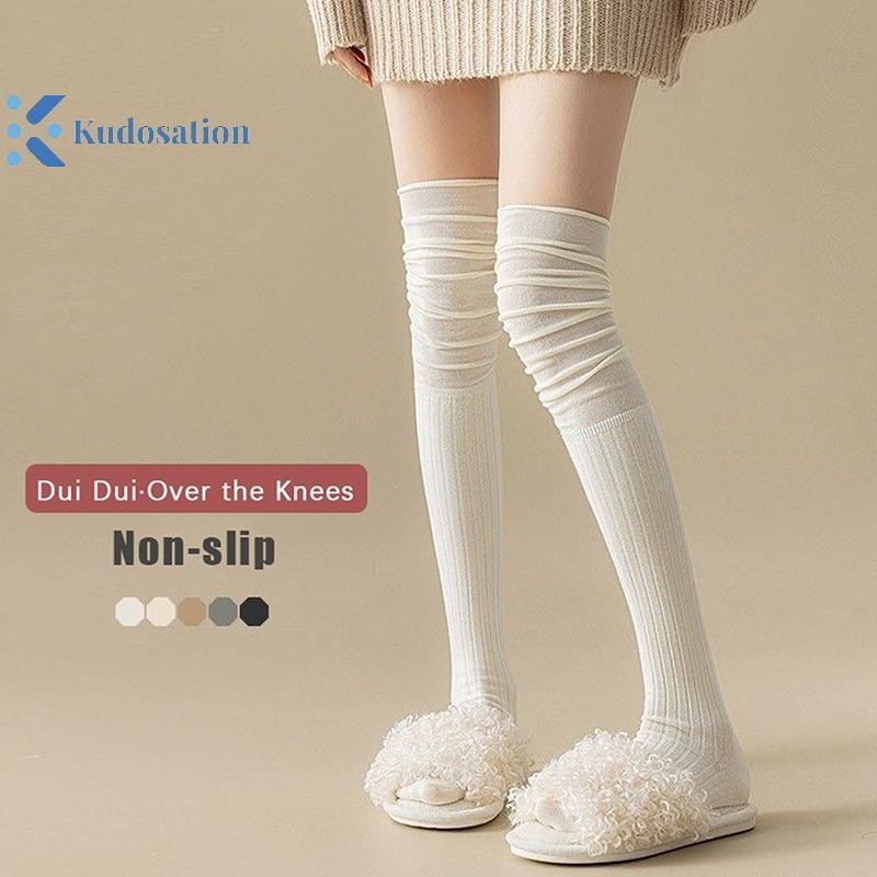 Kudosation Màu Trơn Đùi Vớ Cao Cấp Nữ Hợp Thời Trang Trên Đầu Gối Nữ Tất Dài Nhiệt Ấm Cotton Cao Ống Legging