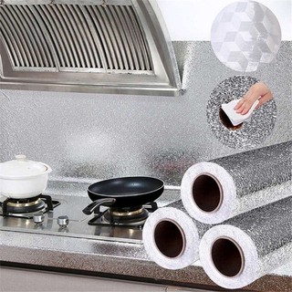 SIÊU DÍNH Cuộn Giấy Bạc Dán Bếp Cách Nhiệt, Miếng Decal Dán Tường Nhà Bếp Chống Thấm Bền Đẹp SUNND