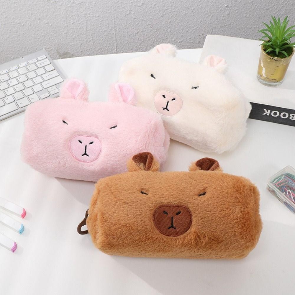 Túi Đựng Bút THFENG, Bút Chì Capybara Sang Trọng, Quà Tặng Di Động Trở Lại Trường Công Suất Lớn Dây Kéo Lớn Văn Phòng Phẩm Người Tổ Chức Sinh Viên