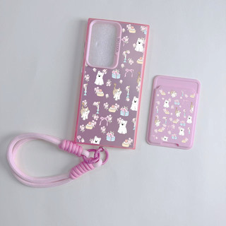 Ốp điện thoại hình chú chó con sáng bóng màu hồng Note 20 ultra S25 plus cho Samsung A23 A24 A25 a55 s22 s22plus ultra Girly S23 S23Plus s23fe s24 s24plus s24ultra s21FE