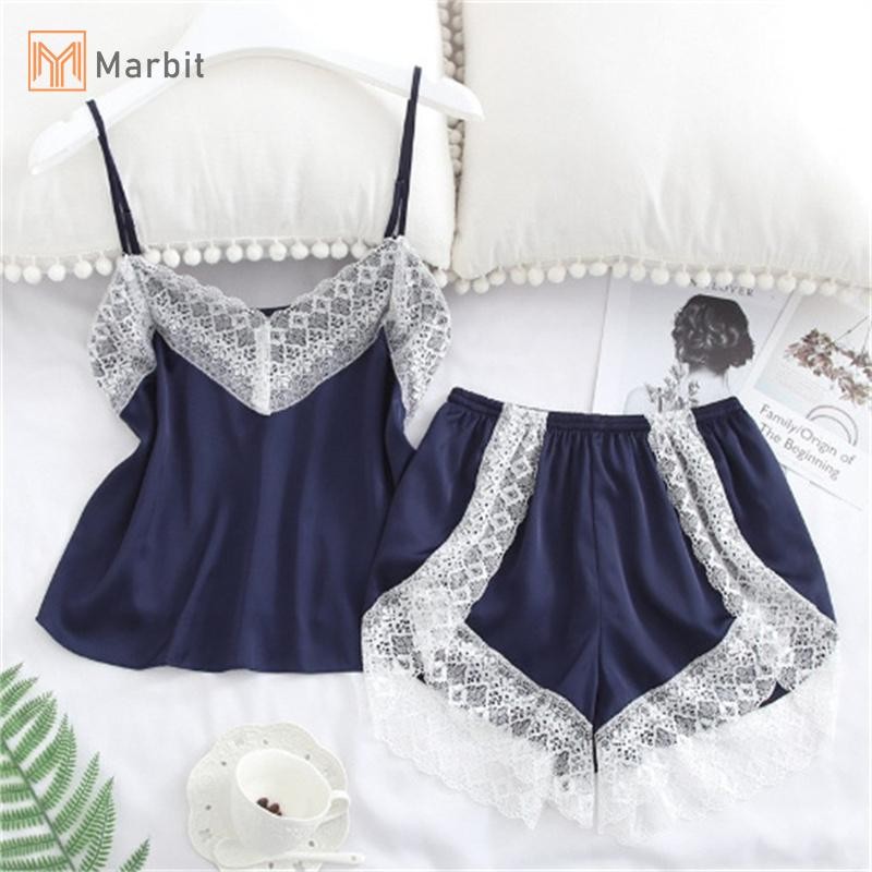 Marbit Gợi Cảm Ren Nối Suspender Quần Short Rời Hai Mảnh Pyjama Bộ Dành Cho Nữ Mới