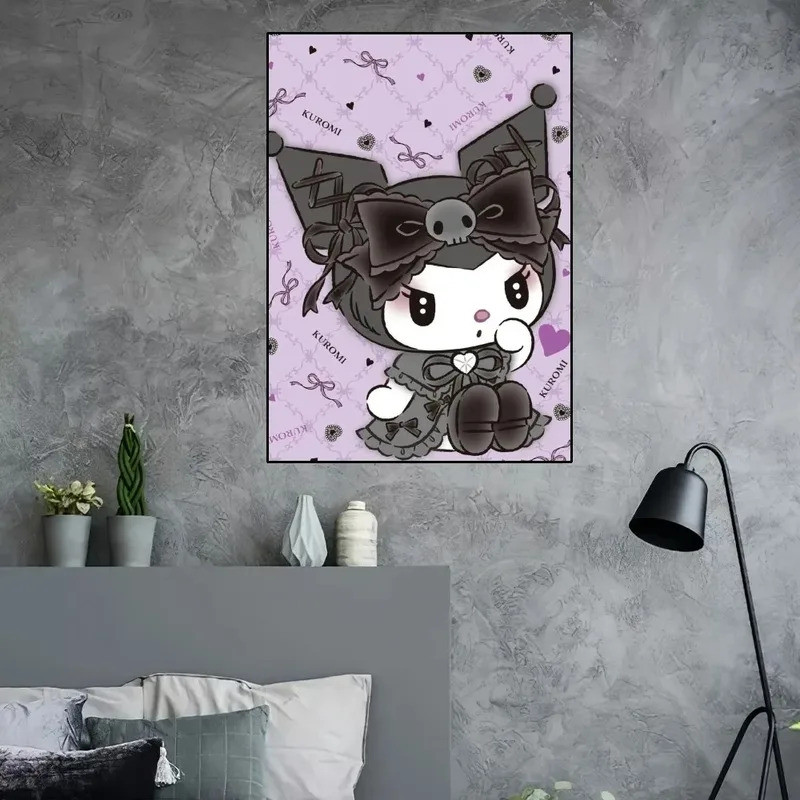 Kuromi Kawaii Dễ Thương Poster Trang Trí Phòng Nhà Nghệ Thuật Thẩm Mỹ Tranh Dán Tường Tranh canvas