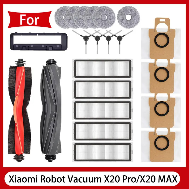 Xiaomi Robot Hút Bụi X20 Max / X20 Pro / D109GL / D102GL Phụ Kiện Con Lăn Chính Bàn Chải Bên, Bộ Lọc, Cây Lau Nhà, Túi Thu Bụi