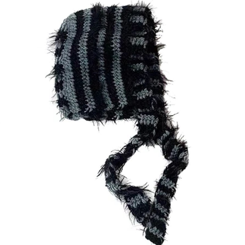 Beanie Sọc Dệt Kim Cho Nữ, Phù Hợp Mùa Đông Với Nắp Tai
