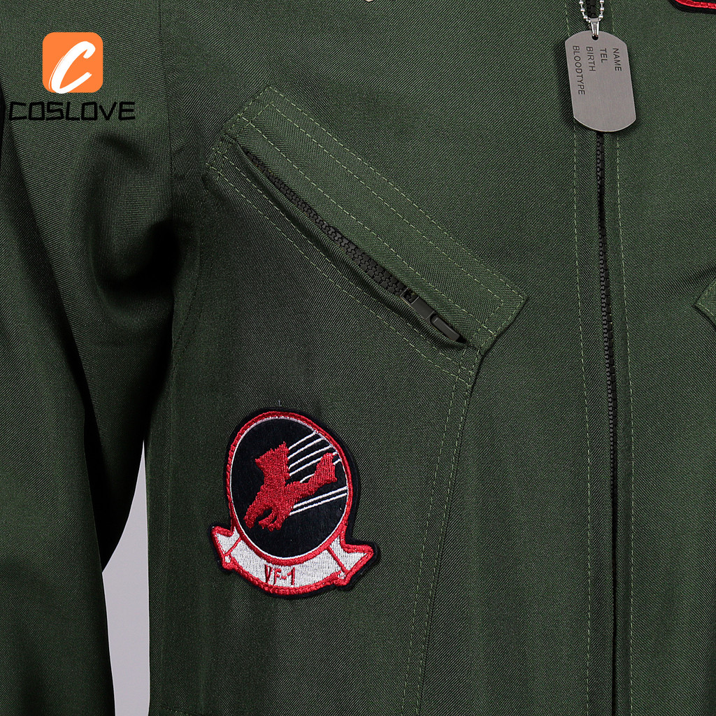 Phim Cổ Điển TOP GUN Phi Công Cosplay Quần Áo Trọn Bộ Trang Phục Phù Hợp Với Người Trang Phục Dài Tay Áo liền quần Cosplay Phục Hồi Hoàn Hảo