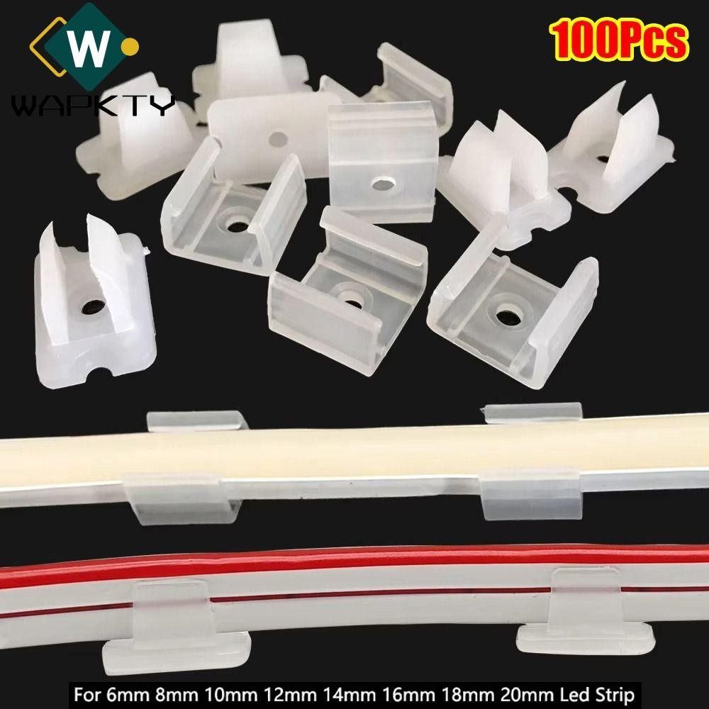 Wapkty 100 Chiếc Dải LED Cố Định Kẹp, Giá Đỡ Đèn 8-20mm Lắp Khóa Gắn Đèn, Nhựa 220V Linh Hoạt COB 5050 / 5730 / 2835 Đầu Nối Giá Đỡ Đèn Tường
