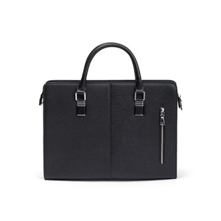 Cặp da nam công sở cao cấp FTT Leather chất liệu da bò Taiga phối khóa dọc T097TG-BL