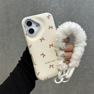 Sang Trọng Chấm Nơ Da Trống Túi Điện Thoại iPhone16 15 14 13promax Chống Sốc Bảo Vệ camera Chống Rơi Vỏ Cứng Mặt Sau