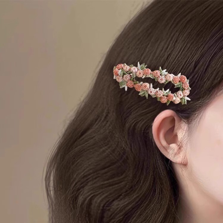 [Hướng dương] Kẹp tóc hoa hồng Cao cấp Trái tim tình yêu ngọt ngào Bên trái tim Nổ Kẹp tóc Mũ đội đầu