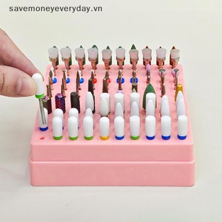 [savemoneyeveryday] Hộp lưu trữ máy khoan nghệ thuật làm móng 100 lỗ mài Giá đỡ Bit Ba Lan Hiển thị mũi khoan móng tay Dụng cụ sắp xếp Giá đỡ móng tay bằng nhựa [vn]