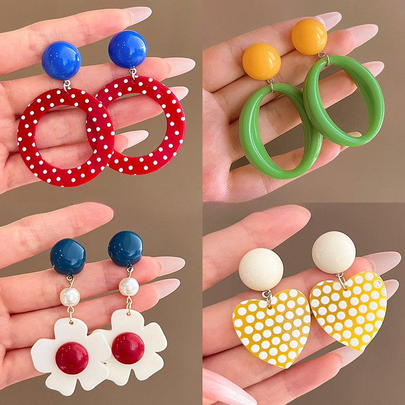 Bông tai retro đầy màu sắc, thiết kế thời trang và đơn giản dành cho nữ