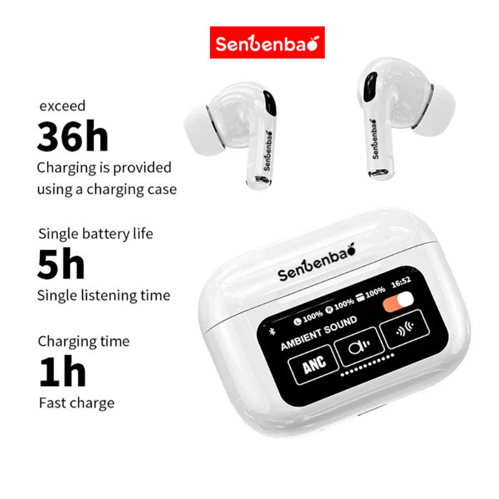 Senbenbao ST-90 Màn hình cảm ứng ANC Tai nghe không dây đích thực Tai nghe nhét tai khử tiếng ồn Tai nghe Bluetooth 5.3 Độ bền dài