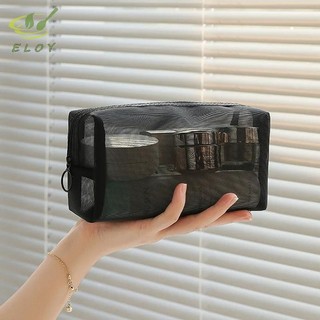 [ELOY] Túi đựng mỹ phẩm trong suốt lưới Túi trang điểm nhỏ màu đen lớn Túi đựng đồ vệ sinh du lịch di động Hộp đựng môi Túi đựng VN