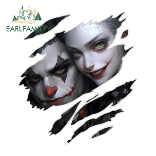 EARLFAMILY Joker và Harley Quinn Xé Xe Dán Anime Phong Cách Đen Cá Tính Xe Máy Tủ Lạnh Ván Trượt Vali Chống Thấm Nước Decal Nhãn Xe