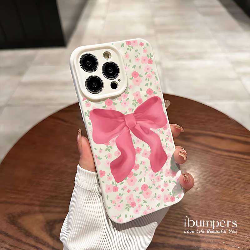 ibumpers Ốp Điện Thoại iPhone Thẩm Mỹ Họa Tiết Nơ Hoa Đẹp Cho IPhone 16 15 14 12 13 11 Pro Max IP 7 8 Plus X XS XR Xếp Ly Ốp Lưng Silicon Mềm Chống Sốc