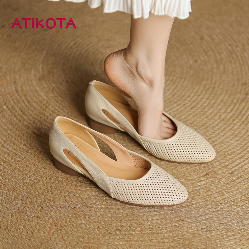 Atikota Nữ Nông Miệng Rỗng Thoáng Khí Nhẹ Thoải Mái Mùa Hè Giày Thường Ngày