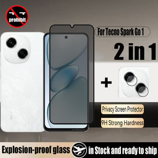 2 trong 1 Tecno Spark Go 1 Kính cường lực chống gián điệp Bảo vệ màn hình riêng tư cho Tecno Spark Go 2024 1S 30 30C 20 4G 5G & Phim ống kính máy ảnh