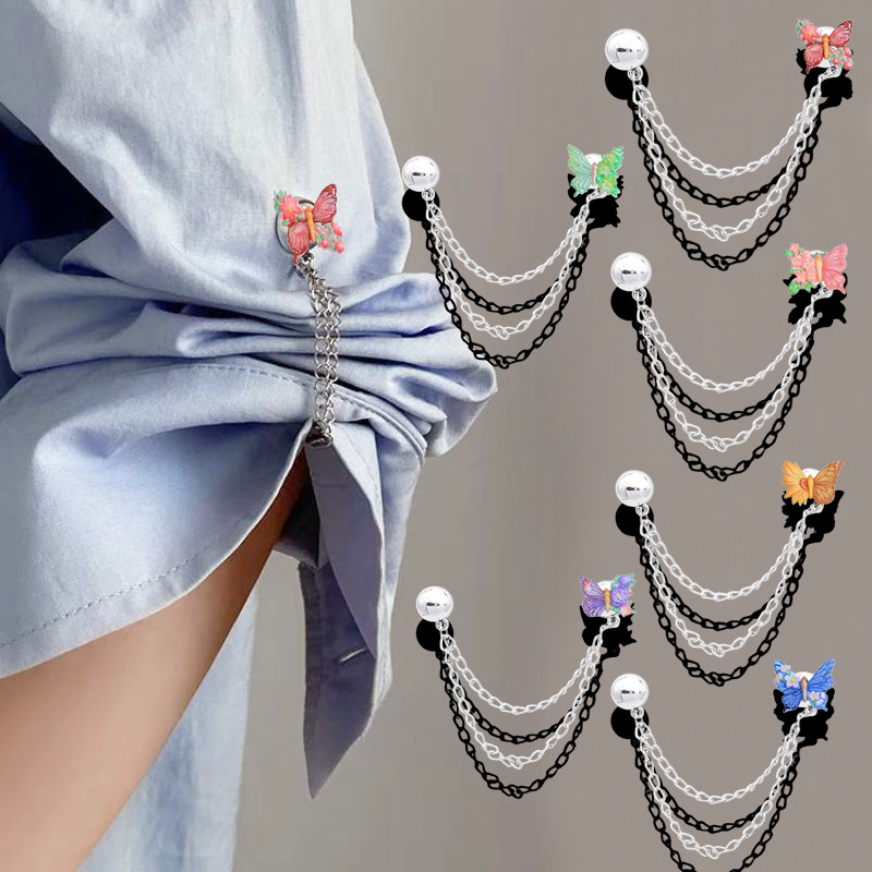 [YUNYUAN] Chân quần hút từ tính hình bướm có thể tháo rời Quần thay đổi nút không cần đinh Vòng bít chân dài và khóa chân kim loại cắt ngắn
