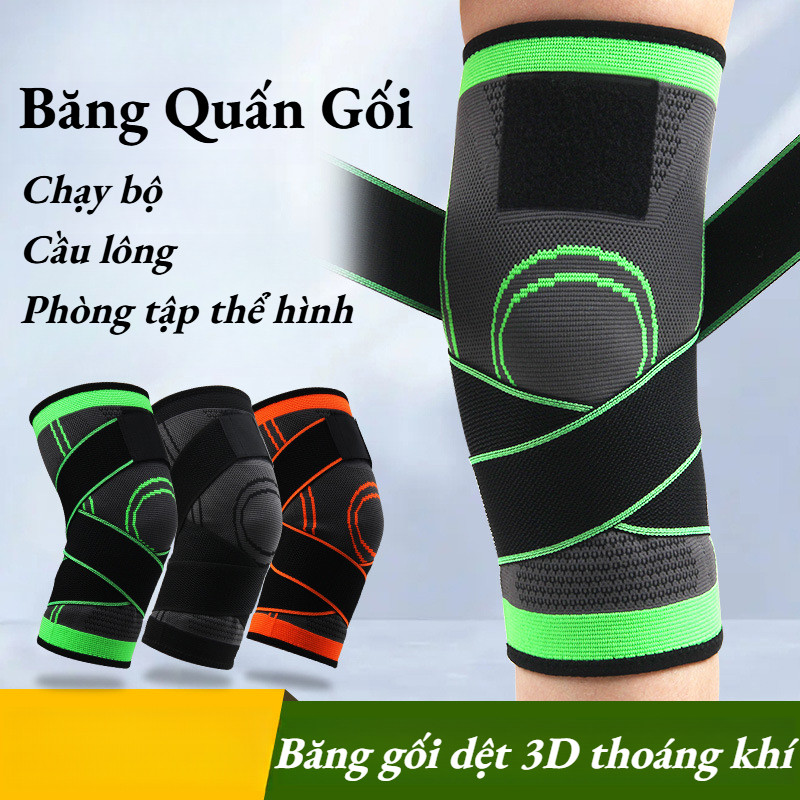 Băng Quấn Gối,Bó gối có dây quấn trợ lực vải dệt kim 3D thoáng khí Đai Quấn Bảo Vệ Đầu Gối