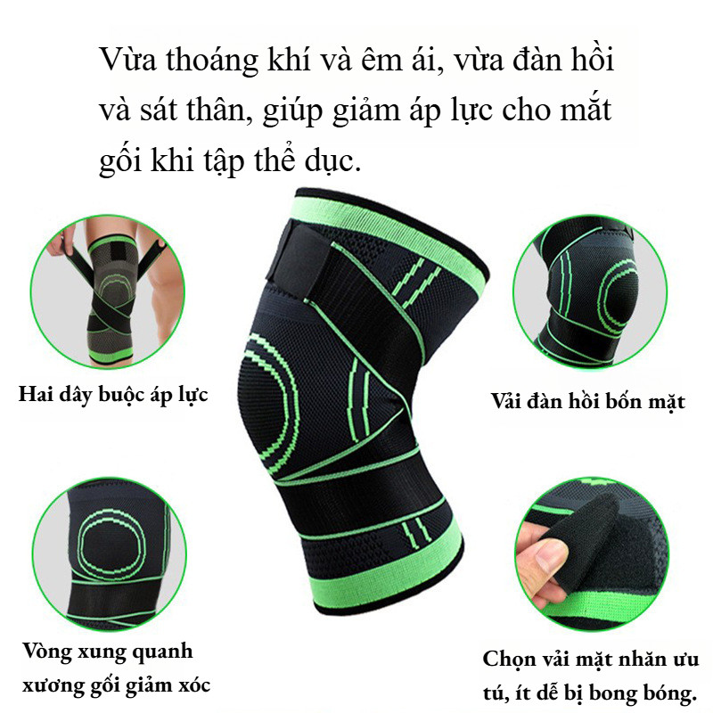 Băng Quấn Gối,Bó gối có dây quấn trợ lực vải dệt kim 3D thoáng khí Đai Quấn Bảo Vệ Đầu Gối