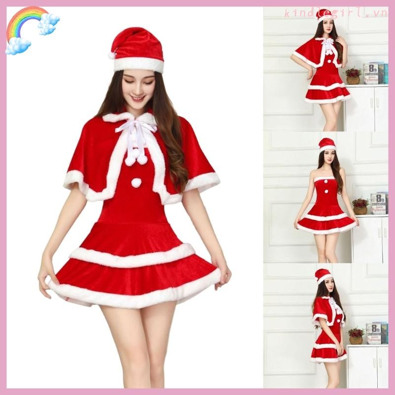 Vua Bà Ông Già Noel Phù Hợp Với Giáng Sinh Ông Già Noel Clauses Trang Phục Mũ Nhung Đầm Ren Khăn Choàng