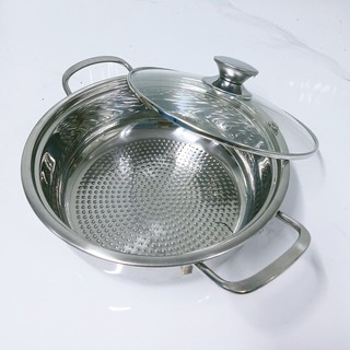 Nồi lẩu inox 304 Nắp kính đáy từ, size 22cm, 24cm,26cm,28cm  phù hợp ăn lẩu, xào thực phẩm - Phương Trang