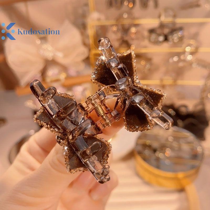 Kudosation 2 Chiếc Ánh Sáng Full Nơ Nhỏ Kẹp Dễ Thương Traceless Phụ Kiện Tóc Cho Nữ Cô Gái Tính Khí Móng Vuốt Tóc