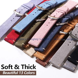Da Lộn Mềm Da Thật Chính Hãng Dây Đeo Đồng Hồ 20 Mm 22 Mm Da Bò Vòng Tay Nam Nữ Vintage Retro Da Đồng Hồ Dây Đeo Tay Kinh Doanh Cổ Điển Quà Tặng Năm Mới Phụ Kiện Màu Đỏ