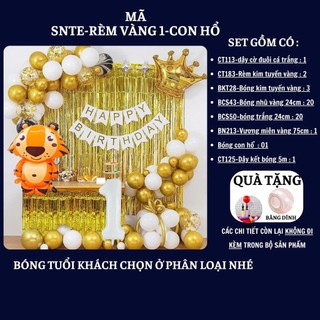 Set Bóng Trang Trí Sinh Nhật Tuổi Meo,tuổi Mão, thôi nôi, 12 con giáp cho bé gái - bé trai SNTE-RÈM VÀNG 1-CON HỔ Cao su