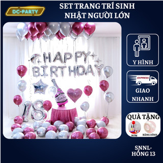Trang Trí Sinh Nhật bằng bóng bay Màu Hồng SNNL- Hồng 13 Tranh Tre