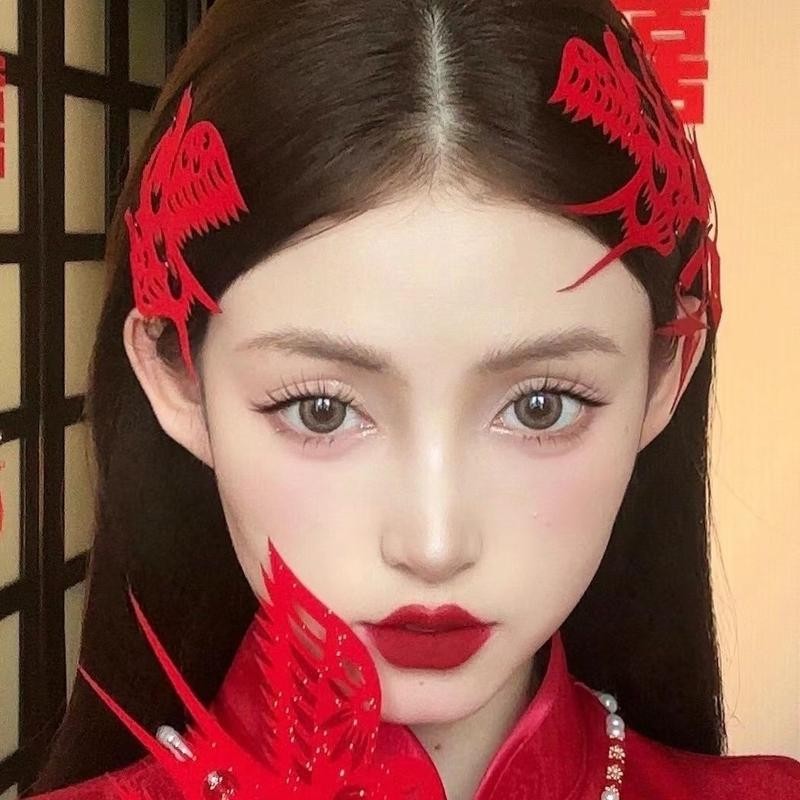 Mới Phong Cách Trung Hoa Màu Đỏ Hạnh Phúc Nhân Vật Cô Dâu Phụ Kiện Tóc Kẹp Tóc