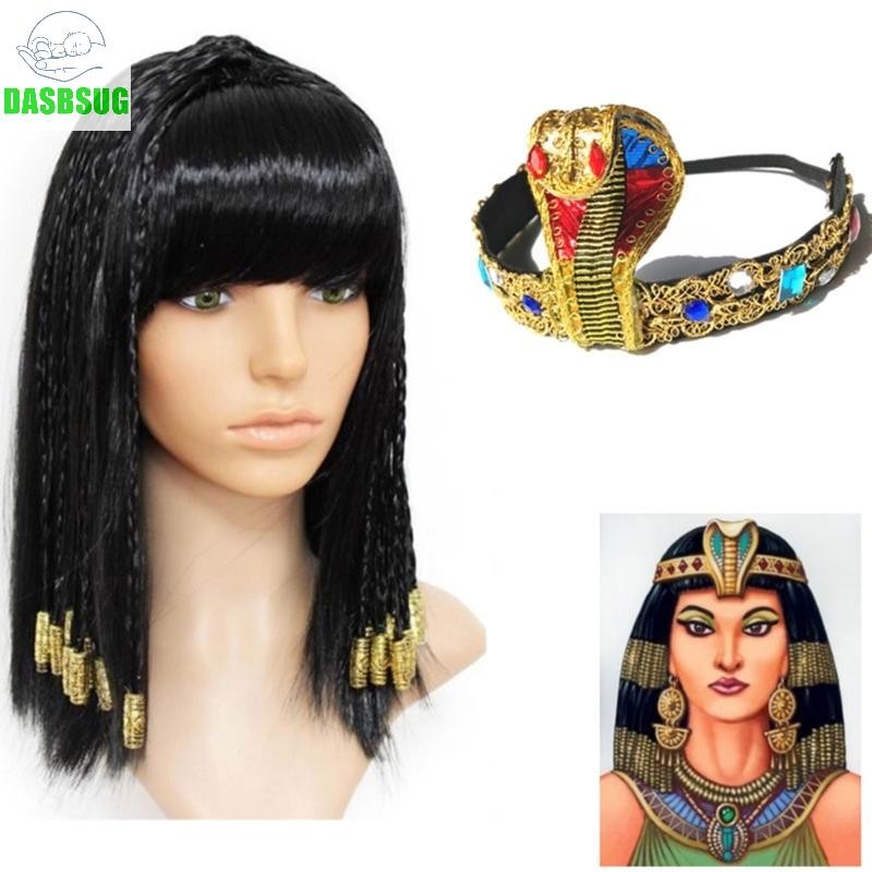 Dassbsug Unisex Co Giãn Ai Cập Băng Đô Cosplay Cleopatra Carnivals Rave Đảng Băng Đô Quấn Tóc