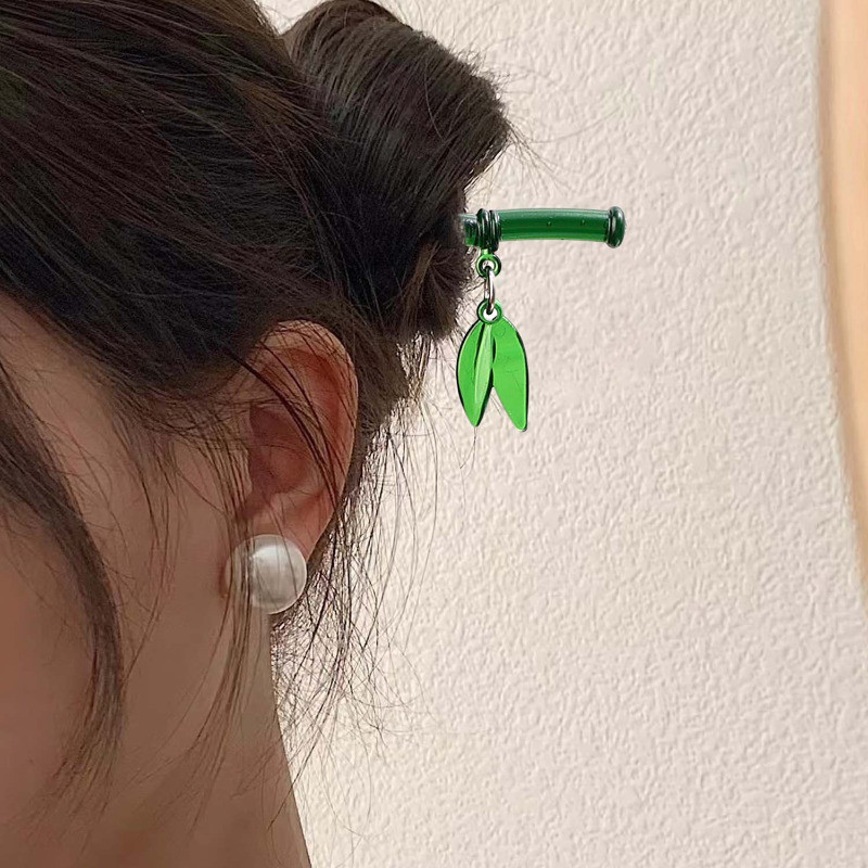[3-5 ngày để đến] Que Tóc Phần Tre Xanh Phong Cách Cổ xưa - Nữ Cô Gái Bun Trang Trí - Kẹp Tóc Đũa - Thanh Lịch, Phong Cách Retro Trung Quốc, Thời Trang - Phụ Kiện Tóc