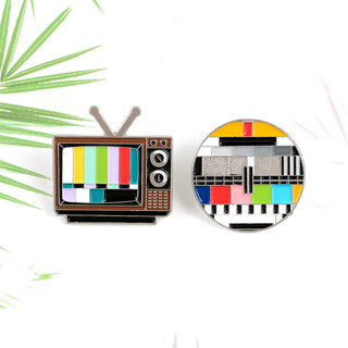 Vintage TV Pixel TV Huy Hiệu Kim Loại Vui Vẻ Và Dễ Thương Đài Phát Thanh Men Trâm Ba Lô Phụ Kiện Quà Tặng Cho Bạn Bè