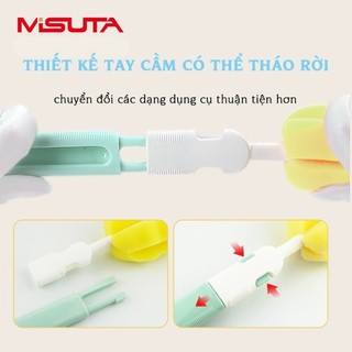 Set cọ bình sữa, núm ti, bình nước, vệ sinh MISUTA với 6 chi tiết xoay 360 độ vệ sinh an toàn .