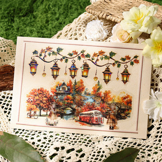 ENWEI 12 Chiếc [Đèn Biển Starlight Series] Laser Cảnh Quan Túi Xách Miếng Dán Gói Nhãn Dán PET Miếng Dán Giấy Thêu Sò Chất Liệu Sổ Lưu Niệm Bộ
