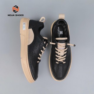 Giày sneaker nam da nappa dây thông minh co giãn đế cao su đúc tăng chiều cao 4 cm Đế Bằng