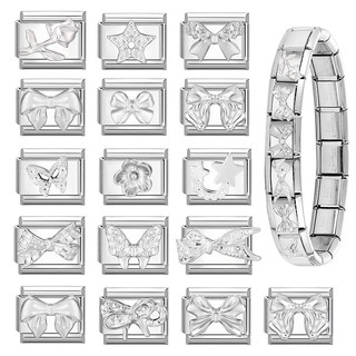 Thời Trang Mới Bạc Pha Lê Đơn Giản Quyến Rũ Ý Liên Kết Phù Hợp Với 9 Mm Vòng Tay Thép Không Gỉ Trang Sức DIY Làm