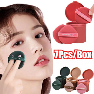 7 Cái / hộp Bộ Puff Bột Mỹ Phẩm Mềm Không Cao Cấp Hai Mặt - Ướt Khô Sử Dụng Miếng Bọt Biển Trang Điểm Có Thể Giặt Được Có Hộp