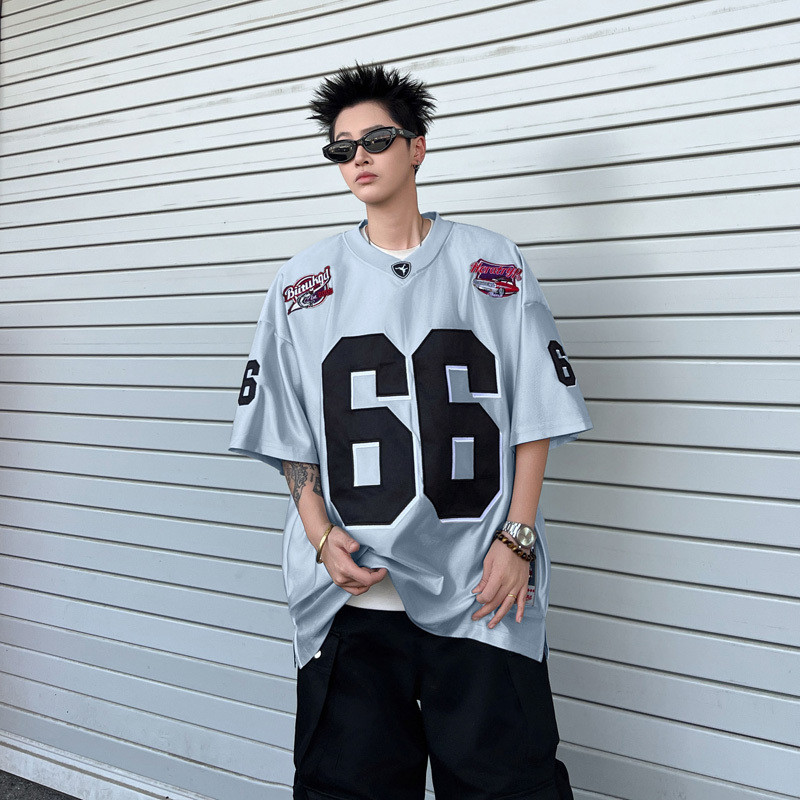 ThaliaWisp Áo Thun Nam Mỹ Retro Họa Tiết Kỹ Thuật Số Mùa Hè Mới Hip Hop Jersey Rời Top