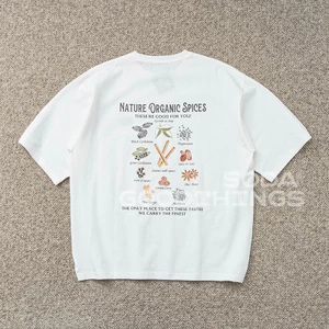 Chất Lượng Cao Nam Nữ Cổ Tròn Tay Ngắn In Họa Tiết Thực Phẩm Hàng Có Sẵn Áo Sơ Mi Cotton Cao Cấp XS-3XL