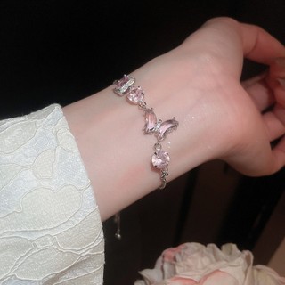Vòng tay bướm hồng Zircon, tươi tắn ngọt ngào, vòng tay thiết kế thích hợp, nhẹ nhàng sang trọng, cao cấp, thời trang và đa năng phụ kiện dành cho nữ