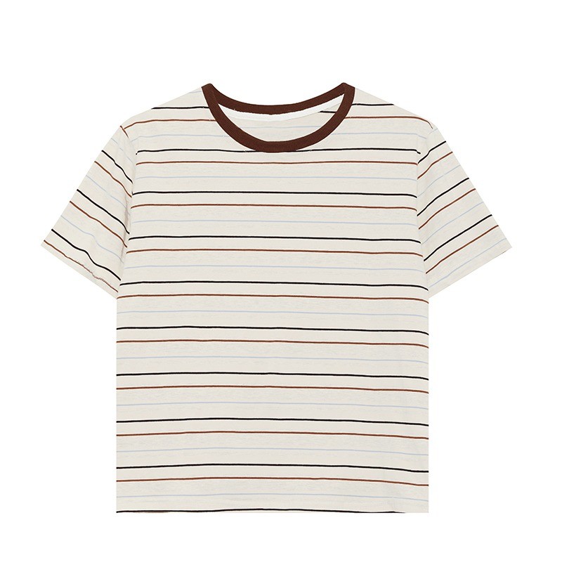 Áo thun Cotton sọc đơn giản dành cho nữ mùa hè mới 250512