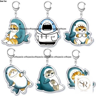 Phim Hoạt Hình Ngủ Cá Mập Mèo Người Bạn Tôm Meo Keychain Cho Nam Giới Phụ Nữ Phụ Kiện Túi Móc Chìa